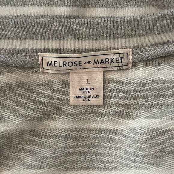 Melrose and Market Short Sleeve Striped Tee Shirt Dress Gray & White Size Large - Picture 4 of 5